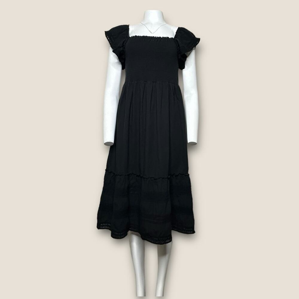 NWT | Bobi | Smocked Midi Dress | Black | Large